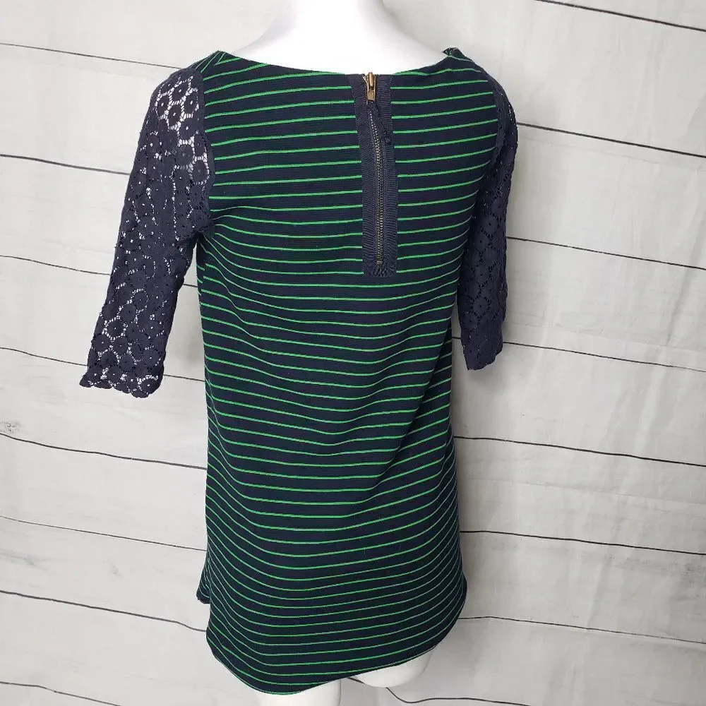 Postmark Anthropologie blue green tunic top XS